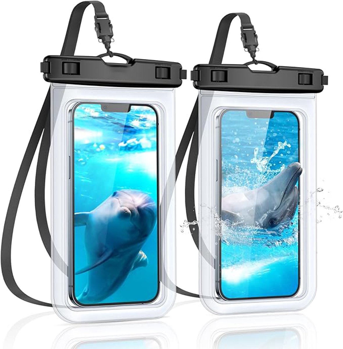 Waterproof Phone Cases - 2-Piece - Professional Dry Bag - Premium Quality Waterproof Phone Pouch - Underwater Case - for Vacation / Touring / Swimming - for Smartphones / Passport / Payment Cards - IPX8 Waterproof - Black