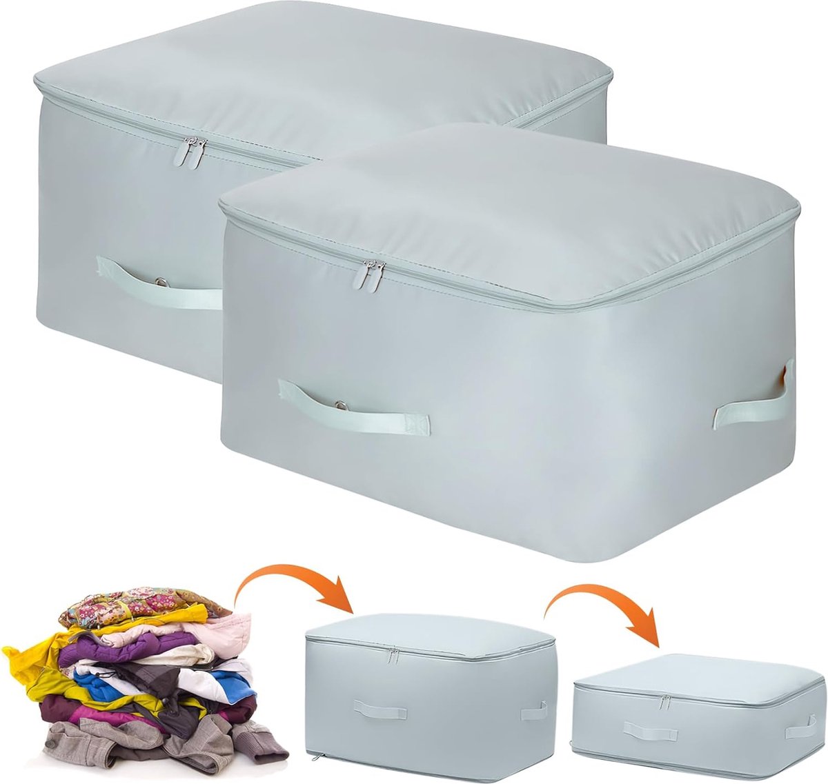 Storage Bag - Organizer - Storage Bags - Movable Organizer Bags - Space-Saving Bags - Storage Bag - Organizer - For Blankets/Pillows/Clothing/Duvet - Self-Compressing - With Zipper Handles - Compact - Movable - 54x42x30cm/54x42x50cm