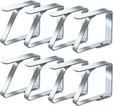 Tablecloth Clips - 8 Pieces - Tablecloth Clips - Sturdy Table Clips - Stainless Steel - Secure Tablecloth - for Tablecloth - Indoor and Outdoor - Garden Items - Silver