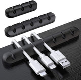 Black cable organizer - Cable net holder - Self-adhesive cable clip - Cable holder - USB cable fastening system - Cable holder - for USB charging cables, power cables, mouse cables, PC, office - 3-pack