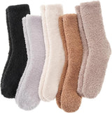 5 Pairs - socks - Warm Fuzzy Fleece Socks - Women's House Socks - Warm Winter Socks - Fluffy Socks - Sleep Socks - House Socks - Stockings - keep warm - coral fleece - Plush and comfortable - thick plush socks - center tube socks