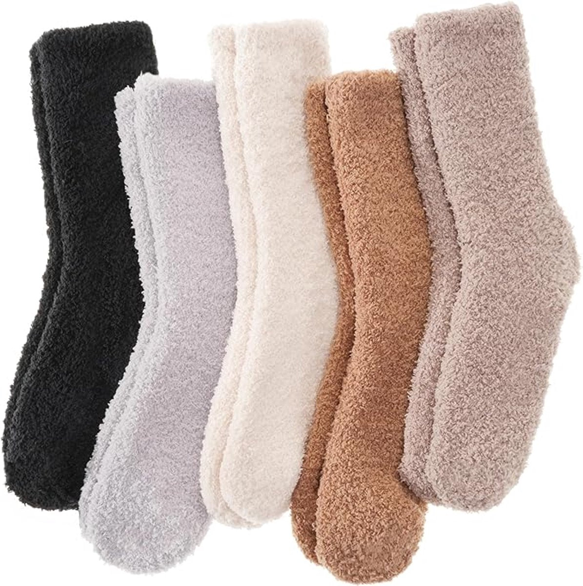 5 Pairs - socks - Warm Fuzzy Fleece Socks - Women's House Socks - Warm Winter Socks - Fluffy Socks - Sleep Socks - House Socks - Stockings - keep warm - coral fleece - Plush and comfortable - thick plush socks - center tube socks