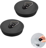 Universal Bath Stopper 2 Pieces - Sink Cap - Drain Stopper - Sink Plug - Plug Stopper - Universal Sink Stopper - Rubber Sink Plug with Hanging Ring - for Drain Ø 44 to 42 mm - Universal Plugs - For Bathtub, Kitchen, Bathroom - Black
