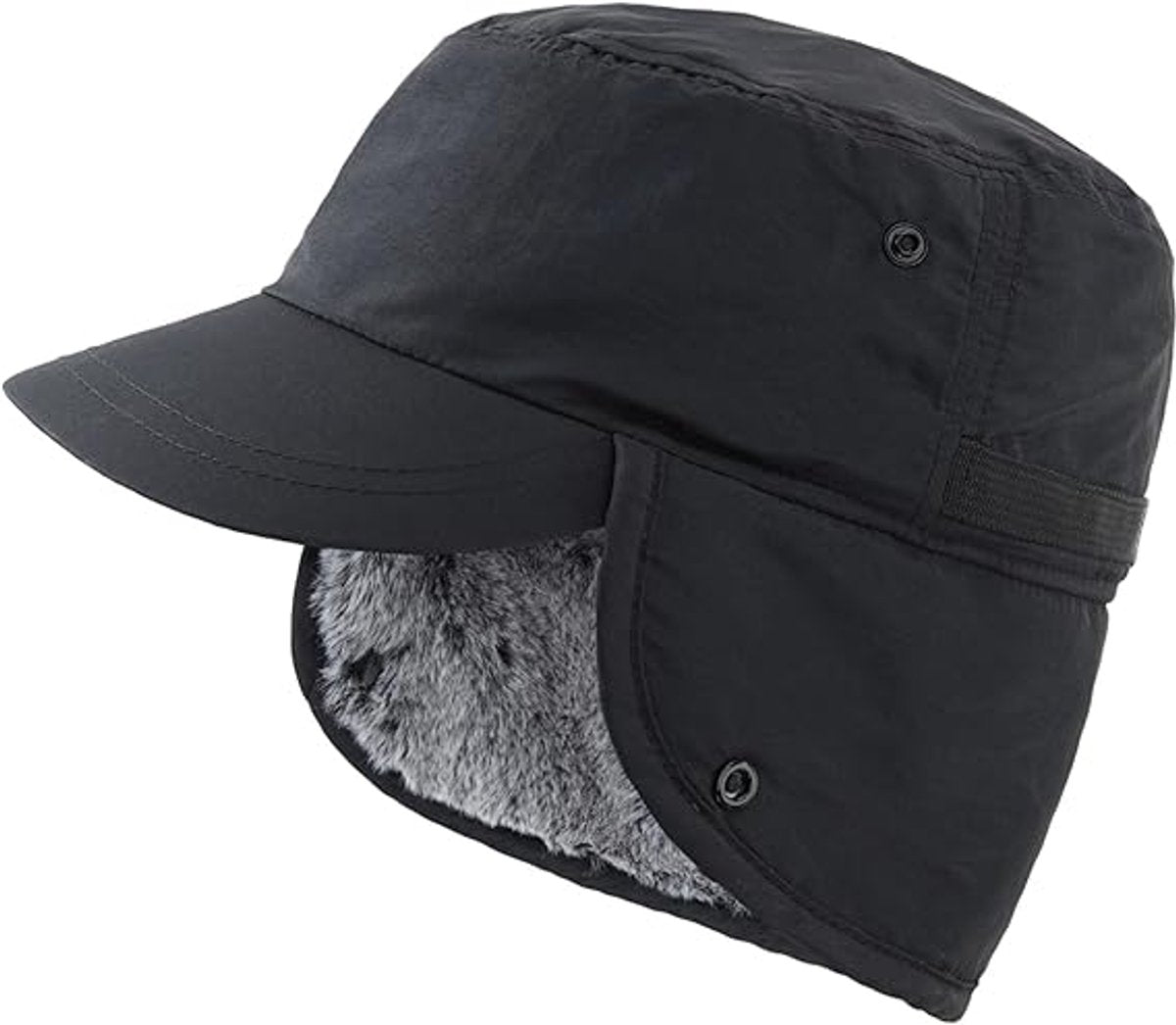 Beanie - Winter hat - Men's winter hat - Winter ear flap hat - with visor - with ear flaps - Ski hat - Cold weather - Trapper hat - Ear warmers Water-repellent outdoor hat - Winter - for outdoor sports, skiing, cycling, hiking, running - black