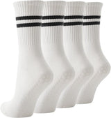 pairs - Socks - Women's high Pilates non-slip socks - Yoga Pilates Socks with Grip - Non-slip Cotton Socks - Yoga Socks - Non-slip ankle socks - for Ballet, Dance, Workouts - White