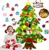 Felt Christmas tree - Christmas tree with lights - Felt Christmas tree for children incl. 32 ornaments - children's gift with string lights - Safe Felt DIY Tree - children's Christmas DIY wall hanging - Christmas Decoration Set - Christmas tree project - 