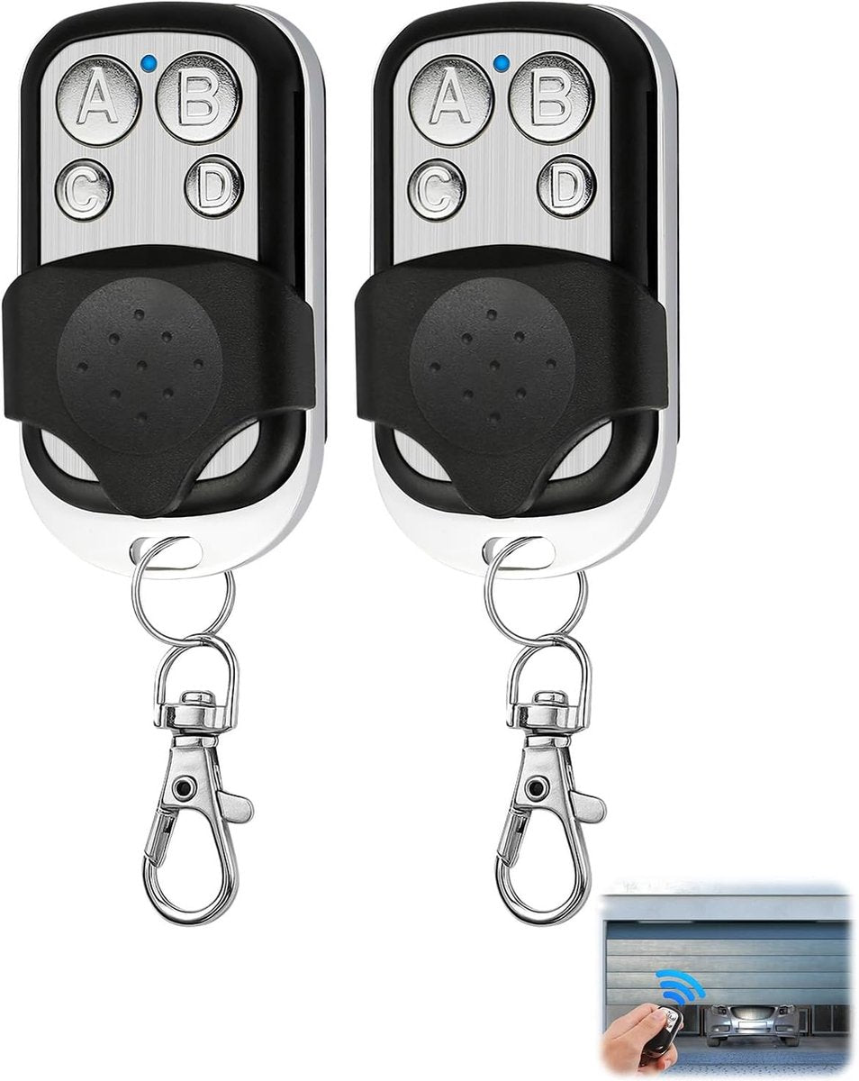 2 pieces - 433 MHz - Remote control - Garage door openers - Remote control for car garage door - universal garage door remote control - automatic garage door remote control - for car garage door - with keychain - 4 channels