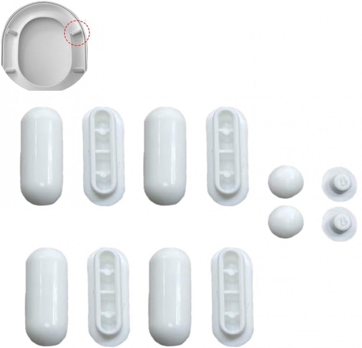 12 pieces - toilet seat bumper pads kit - bidet lid attachment - push-in replacement buffer spacer - anti-noise cushion pad cover - for bathroom repair parts - Toilet accessories - Bathroom accessories - white
