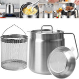 Stainless Steel Deep Fryer - 2 L - Filter Jug - Separates grease residues - Deep Fryer with Basket - Deep Fryer - Large Capacity - Suitable for Gas and Induction - Separates grease residues - Includes Frying Basket