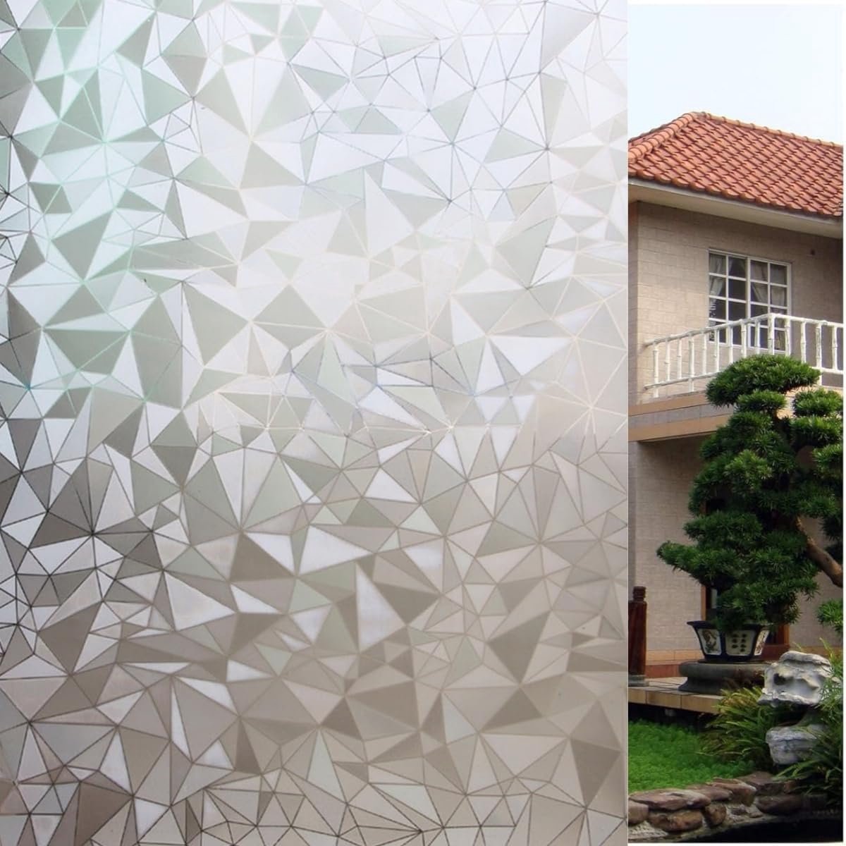 Window Film - Self-Adhesive Window Film - Window Privacy Film - Frosted Glass - Privacy Film - Sun Protection & Insulating - Privacy - Glue-free adhesive film for windows and bathroom - 45 x 200 cm