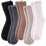 socks - 5 Pairs - Warm Fuzzy Fleece Socks - Women's House Socks - Warm Winter Socks - Fluffy Socks - Sleep Socks - House Socks - Stockings - keep warm - coral fleece - Plush and comfortable - thick plush socks - center tube socks