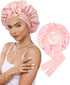 Satin Bonnet - Satin Bonnet - Satin Sleep Cap - Hairnets - Hair Cap - Sleep Cap - Satin Bonnet - Adjustable Satin Sleep Cap - Soft and comfortable - Hair care - curly hair Sleep Cap - with elastic tie band - Pink