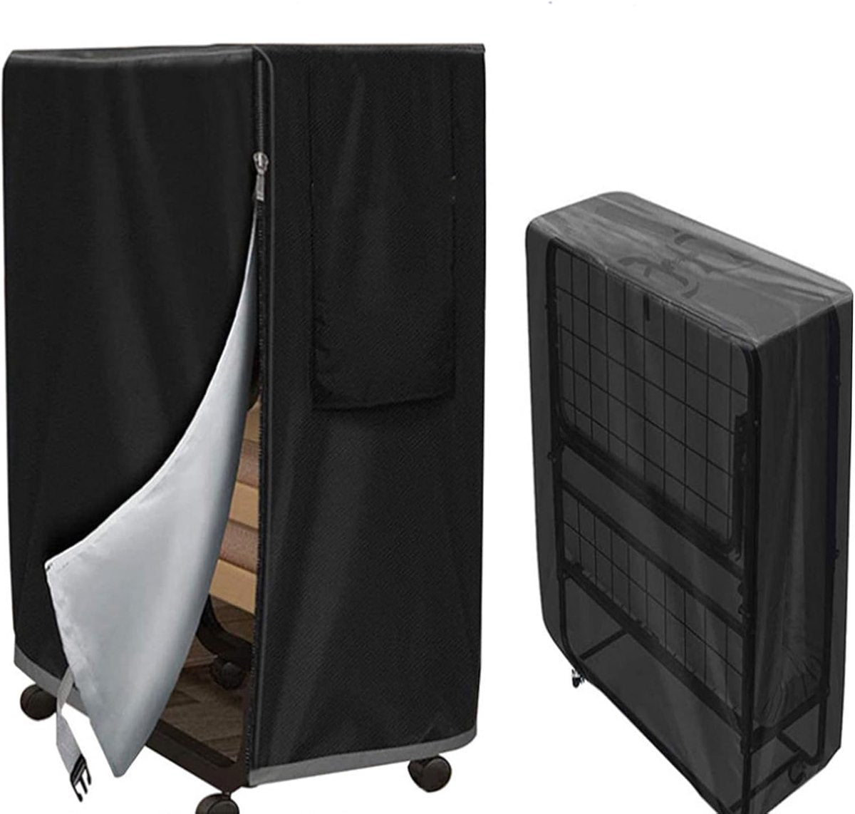 84*33*107 cm - Storage cover for a folding bed - Dust cover - storage cover for a folding bed with zipper - waterproof universal protective cover for a folding bed - robust storage cover for a folding bed - with adjustable drawstring - black