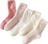 pairs - House socks - Women's house socks - Warm winter socks - Plush socks - Non-slip socks - Fluffy socks - Fuzzy slipper socks - Sleep socks - Coral fleece sleep socks - soft bed socks for women - for cold nights - pink