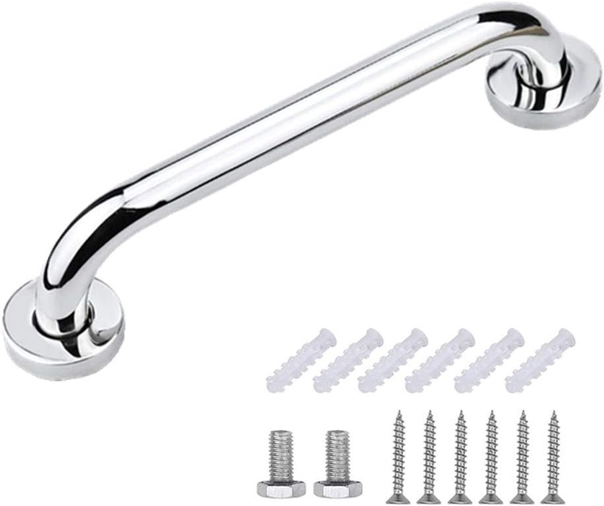 Shower Grab Bar - Stainless Steel - Bathroom Heavy Duty Safety Grab Bars - for the Elderly, Disabled, and Children - Non-Slip Grab Bar - Kitchen - Stairs - Kitchen Cabinet Handle - Safety Grab Bar - Screws Included - Silver - 30CM