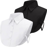 2 pieces - Women's Shirt Collar - Shirt Collar - Detachable Collar - Small Shirt Collar - Faux Detachable Collar - Detachable Pointed Collar - Small Collar - Pointed Collar - Shirt Replacement - Blouse - Adjustable - One Size - White, Black