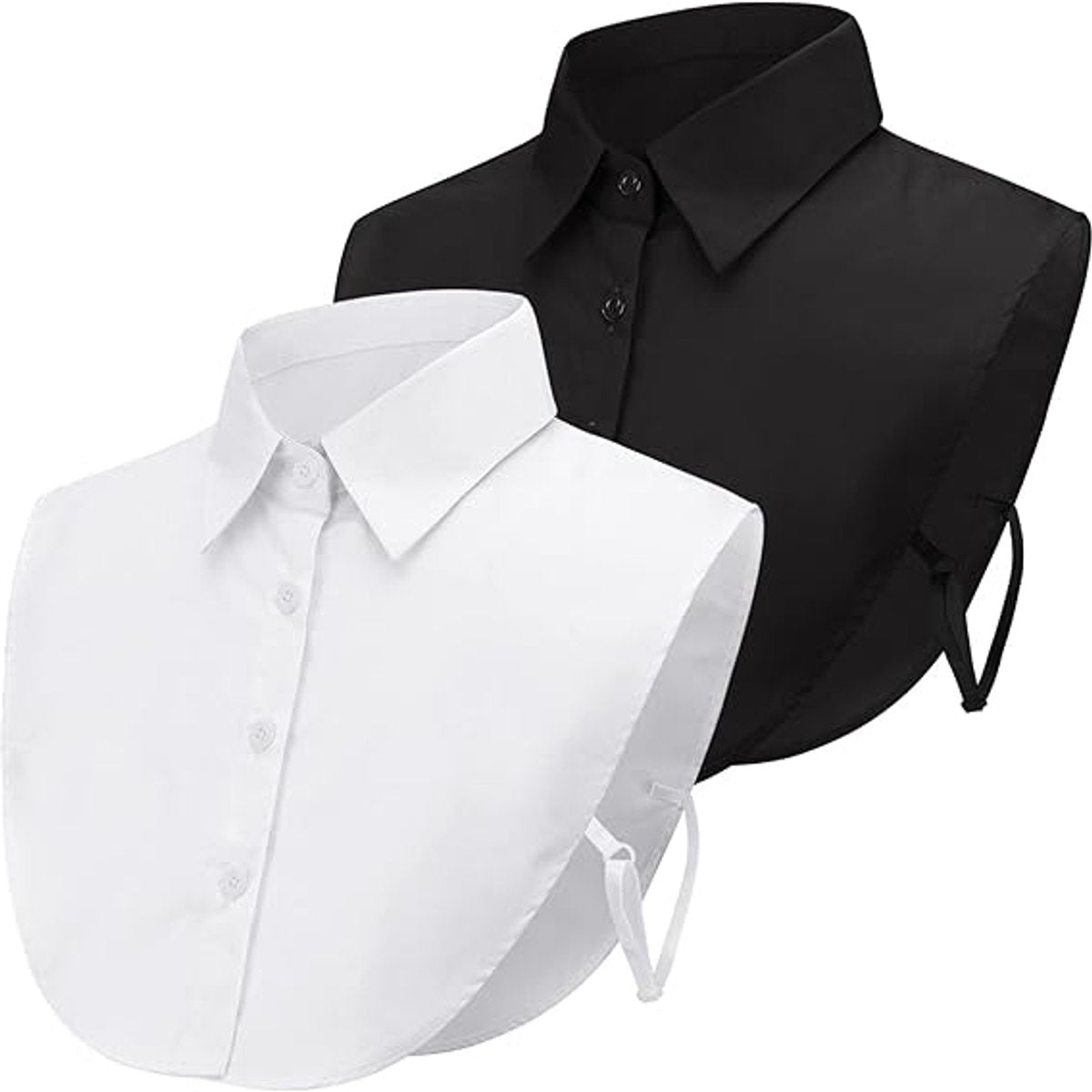 2 pieces - Women's Shirt Collar - Shirt Collar - Detachable Collar - Small Shirt Collar - Faux Detachable Collar - Detachable Pointed Collar - Small Collar - Pointed Collar - Shirt Replacement - Blouse - Adjustable - One Size - White, Black