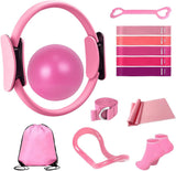 13-Piece Pilates Equipment Set for Women - Yoga & Fitness Set - Home Pilates Training Set - Home Gym Set - Exercise Bands - Resistance Band - Exercise Ball - Beginner Yoga Set with Pilates Ring, 24 cm Yoga Ball, 5 Resistance Bands, Magic Circle