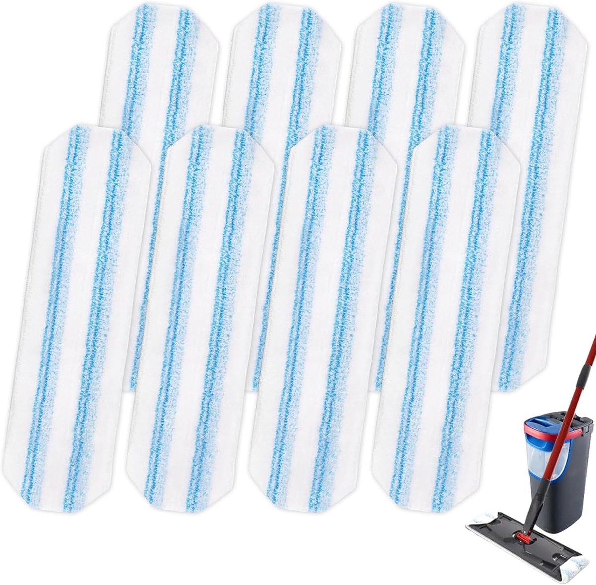 8-piece replacement mop pad set suitable for O Cedar H2prO mop system, suitable for Vileda H2PrO Flat Mop Refill Kit - mop head replacement - replacement mop pads - machine washable, reusable, easy to install, for all hard floors