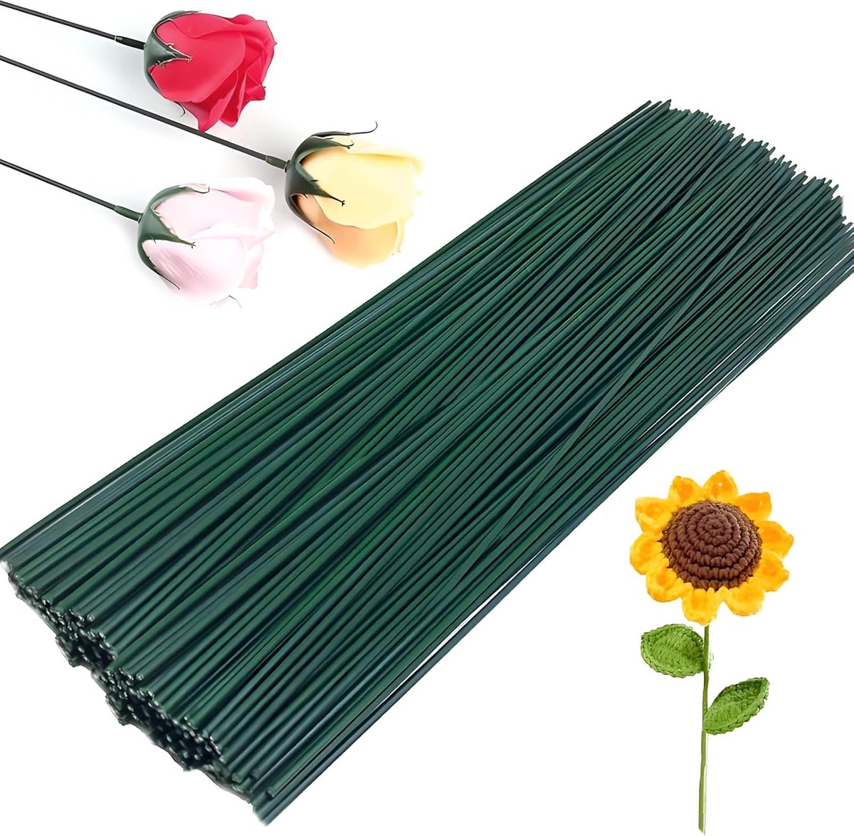 50 pieces - Floral wire - 30 cm * 2 mm - Flower stem - Flower arranging tools - Flexible floral wire stems - Plant accessories - DIY crafts - for bouquets, flower arrangements and dried flowers - greenery