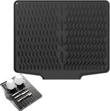 39*32 cm - Drain mat - Countertop drying mat - Foldable silicone drainer - kitchen drying mat - non-slip - silicone draining mat - for the sink, for kitchen utensils, cups, fruit and vegetables - black