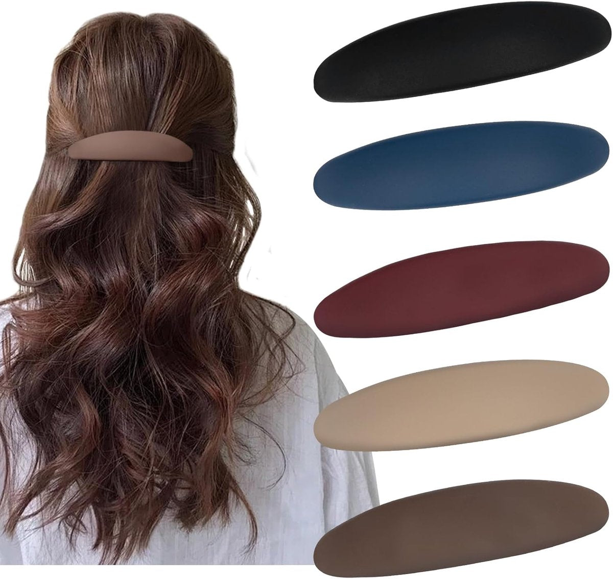 Hairpin - 5 Pieces - Women's Hair Clips - Hair Accessory - Hairdresser Hair Clips - Hair Clip - Curved Flat Clips - Thin, Large & Classic Snap Hair Clips - Flat Claw Clip for Women - French Hair Clips - Fine & Medium Thick Hair Clips