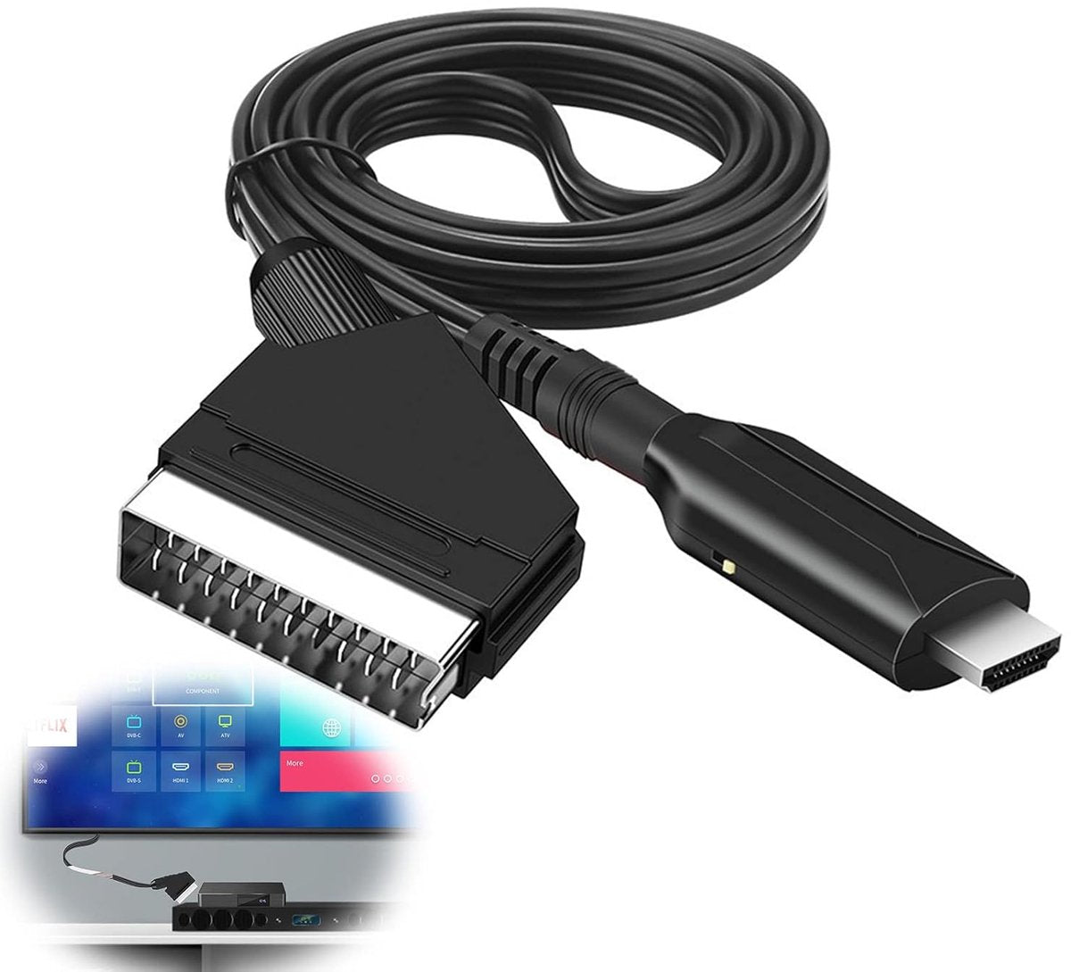 Scart to HDMI converter all-in-one adapter - Video Converter - with HDMI cable and SCART Full HD 1080P/720P audio-video converter