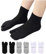 3 pairs - Tabi socks - Tabi Sock Set - Tabi Athletic Socks - Sandal socks - Big toe sock - Slipper socks - Cotton socks - Toe socks - Unisex - sports socks - with a quarter ankle and two toes - One size - 28.5 cm - black, white, grey