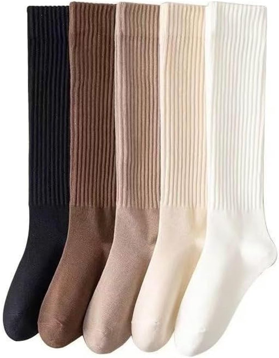 5 pairs - Knee socks - Sports socks - Women's socks - Ski socks - Fitness wear - Socks - Calf socks - Casual socks - Compression socks - House socks - cute long style - for sportswear and leisure wear in autumn and winter