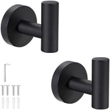 2 pieces - Towel hook - Hanging hooks - Hanging hooks - Bathroom towel hooks - Key hook - Clothes hook - Hat hook - Wall hooks - stainless steel hook - with screws - for bathroom, kitchen, garage, home, hotel, office - 5.5*6 cm - black