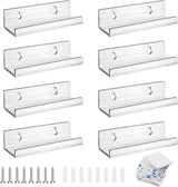 8 pieces - 4 inch - vinyl record wall brackets - clear acrylic wall shelf vinyl record holder - Vinyl record rack - Storage rack - Display stand - Acrylic display stand - for bedroom, living room - 10*3.5*3 cm - transparent