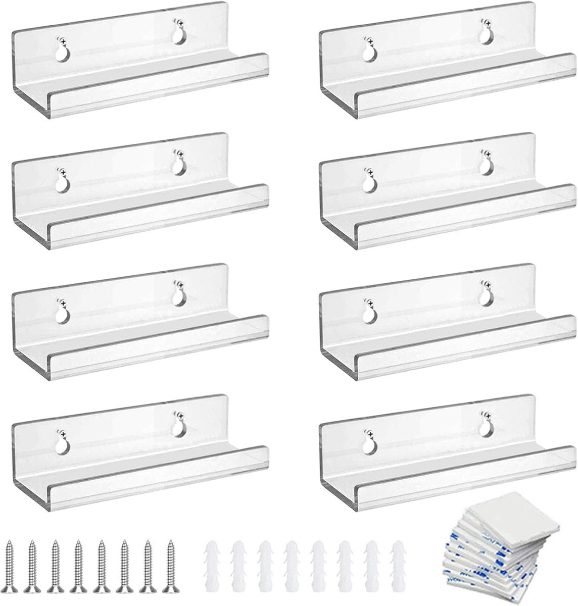 8 pieces - 4 inch - vinyl record wall brackets - clear acrylic wall shelf vinyl record holder - Vinyl record rack - Storage rack - Display stand - Acrylic display stand - for bedroom, living room - 10*3.5*3 cm - transparent