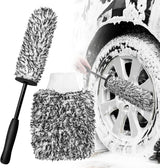 Rim Brush - Car Wheel Brush with Car Wash Glove - Microfiber Rim Brush - Tire Brush - Wheel Brush - Rim Cleaner - Car Rim Brush - Car Wheel Cleaning Brush - Detachable - Car Brush - Car Cleaning Set - Black
