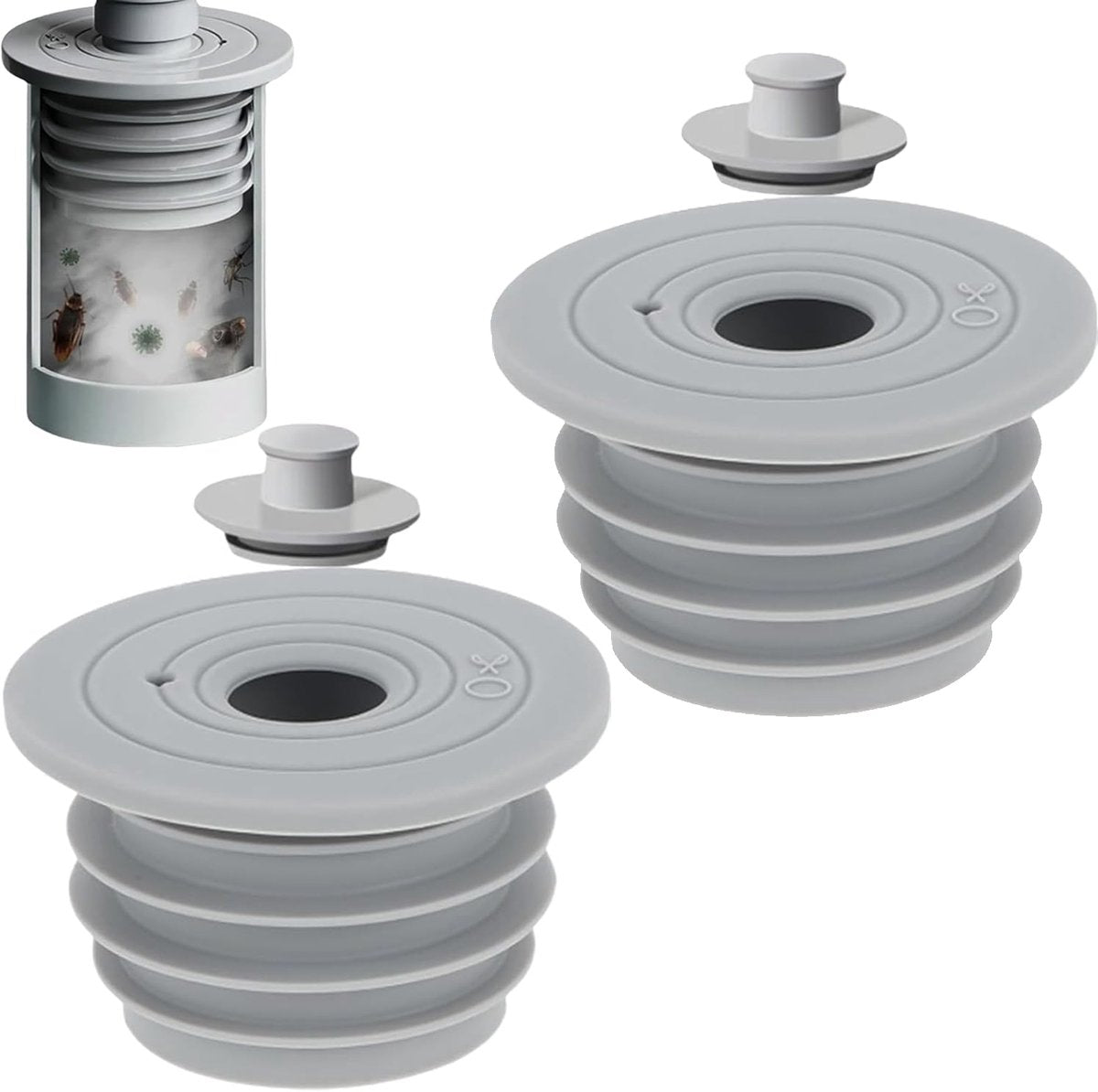pieces - RF sealing ring - Sewer seals - applicable pipe inner diameter 45-50 mm - floor drain - drain pipe seal - silicone washing machine drain hose seal - anti-odor drain seal - with lid - for home, kitchen and bathroom - grey