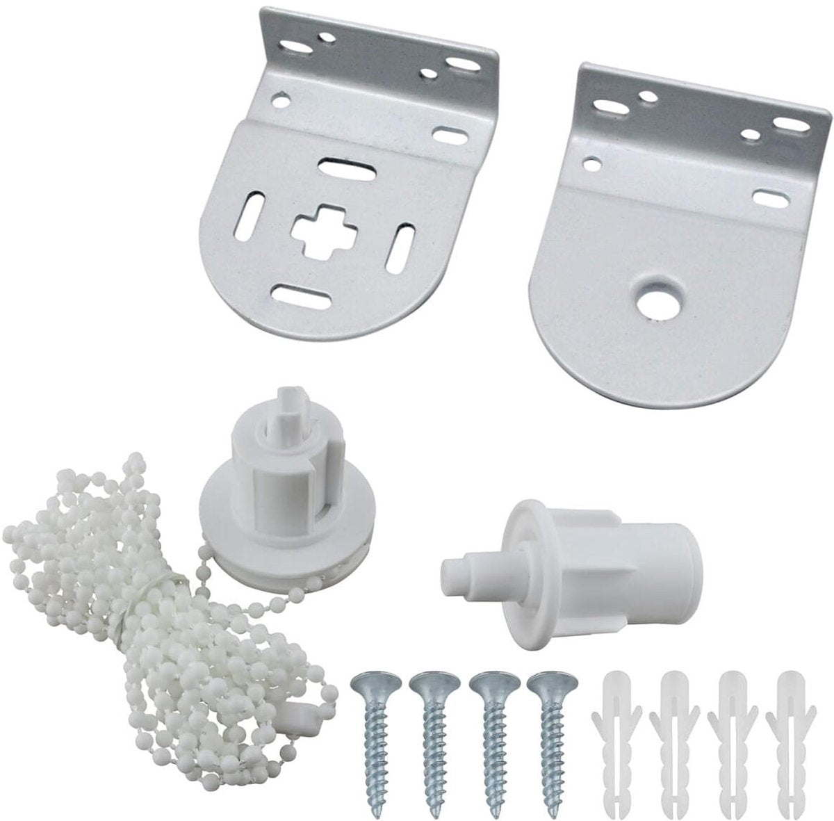 32mm - Roller Blind Coupling Replacement Spare Parts - Roller Blind Repair Kit - Roller Blind System - spare parts for roller blind couplings - window decoration accessories - roller blind fittings - with bead chain, screws - white
