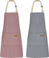 Kitchen Apron - 2 Pieces - Professional Cooking Apron - for Ladies and Gentlemen - Catering Apron - Easily Adjustable - BBQ Apron - Pottery Apron - Cooking Kitchen Aprons - kitchen cooking aprons - soft chef apron with 2 pockets - blue / pink