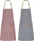 Kitchen Apron - 2 Pieces - Professional Cooking Apron - for Ladies and Gentlemen - Catering Apron - Easily Adjustable - BBQ Apron - Pottery Apron - Cooking Kitchen Aprons - kitchen cooking aprons - soft chef apron with 2 pockets - blue / pink