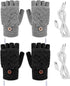 2 Pairs USB Heated Gloves - Heated Gloves - Electric Heating - Double-Sided Heating - Knitted Heated Gloves - Warm Winter Gloves - Gloves with Heating - Gloves - Winter - Unisex - Grey/Black
