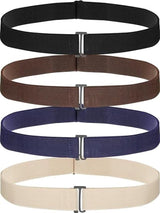 Elastic trouser belt - 4 Pieces - Elastic belt - women's belt - Adjustable Elastic - Trouser belt - Stretch Belts - stretchable belt - trouser belt - Non-slip Waist belt For Men and Women - For Jeans, Trousers and Dresses - Black, blue, brown, khaki