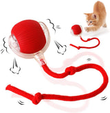 Electric Cat Ball Toy - Cat Toys - Electric Toy Ball - Pet Toys - Smart Toy Ball - Automatic Rolling Cat Ball - Interactive Cat Toy - Rechargeable - Cat Ball for Play and Interaction - Red