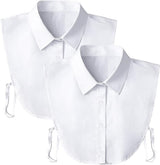 2 pieces - Women's Shirt Collar - Shirt Collar - Detachable Collar - Small Shirt Collar - Faux Detachable Collar - Detachable Pointed Collar - Small Collar - Pointed Collar - Shirt Replacement - Blouse - Adjustable - One Size - White