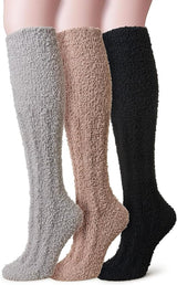 3 Pairs - socks - Knee socks - Warm Fuzzy Fleece Socks - Women's House Socks - Warm Winter Socks - Fluffy Socks - Sleep Socks - House Socks - keep warm - coral fleece - Plush and comfortable - thick plush socks - center tube socks