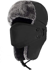 Beanie - men's beanie - Winter beanie - With Ear flaps and Face Mask - Winter Fur - Men's winter hat - Trapper hat - Black Ski Trooper - Snow Cap - Russian hat - Hunter's hat - Winter ear flap beanie - for cold weather - Black