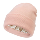 Hat - Knitted hat - Winter hat - Warm hat - Hat with satin lining - warm winter hat - knitted winter hat with fold-over brim - silk lining - soft knitted hat - warm and comfortable - for women and men - pink
