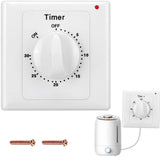 Countdown Switch - 30 minutes - Countdown timer switch - Mechanical countdown timer socket - time switch - timer light switch - with timer - timer socket - for bathroom extractor fan, garage, laundry room, storage room or spa - white