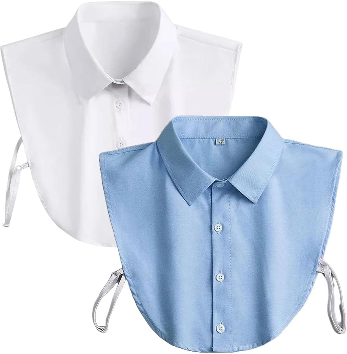 2 pieces - Women's Shirt Collar - Shirt Collar - Detachable Collar - Small Shirt Collar - Faux Detachable Collar - Detachable Pointed Collar - Small Collar - Pointed Collar - Shirt Replacement - Blouse - Adjustable - One Size - White, Blue