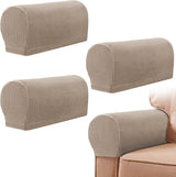 4 Pieces - Armrest Protection Covers - Protective Cover - Elastic Sofa Cover - Sofa Armrest Cover - Gloves for Sofa Armrests - Anti-Slip - Anti-Scratch - for Reclining Square, Curved, Tilted Armrest Cover - Brown