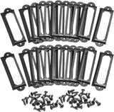30 pieces - metal label holders - name card frame - drawer label holders - furniture label holders - library labels - nameplate frame - for shelves, pharmacy cabinet, filing cabinet, drawer, office decoration, archive - with screws - 60*17 mm - black