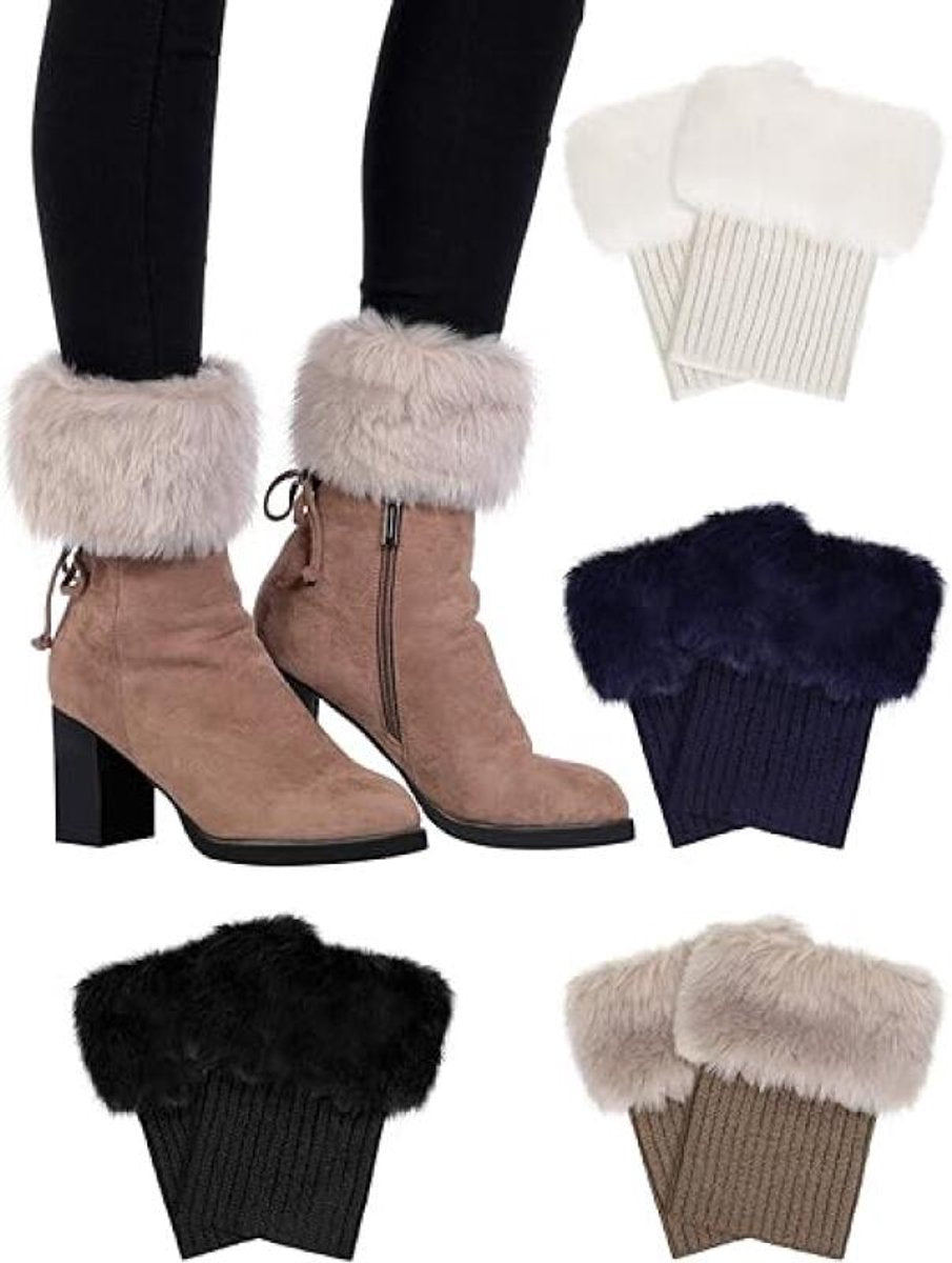 4 pairs of Leg Warmers - warm winter boots - warm winter ankle boots for women - Furry Fuzzy - short warm boot covers - crocheted boots - boot cover socks - warm boot covers - winter gift for women