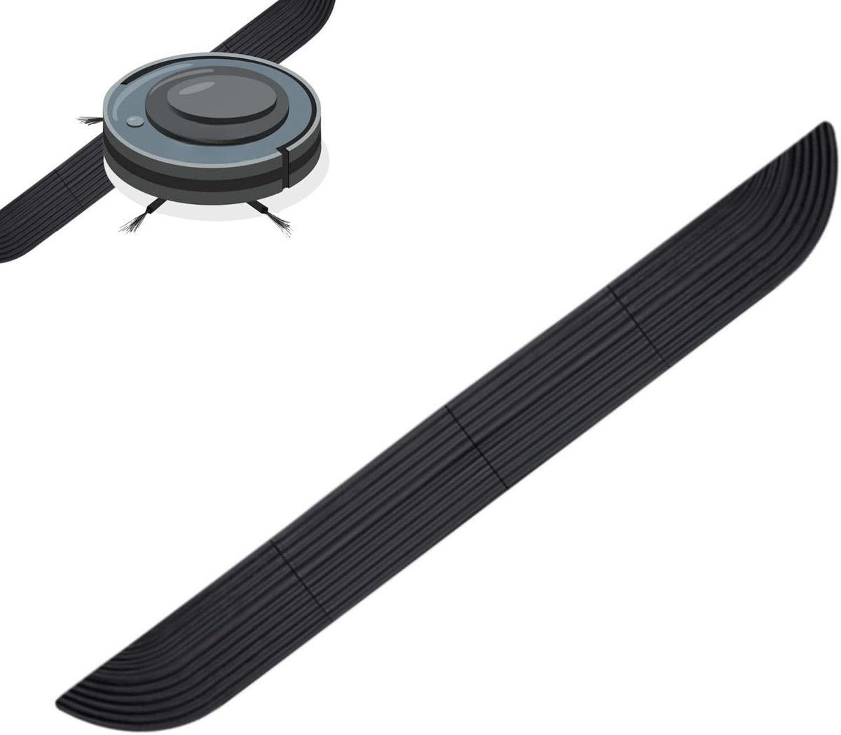 Threshold ramp - 68 × 5 cm - Threshold ramp for robot vacuum cleaner - Rubber ramp - Threshold ramp - Ramp - Threshold plate - Adjustable - Ramp - for robot vacuum cleaners, wheelchairs, doorways and bathrooms - Black